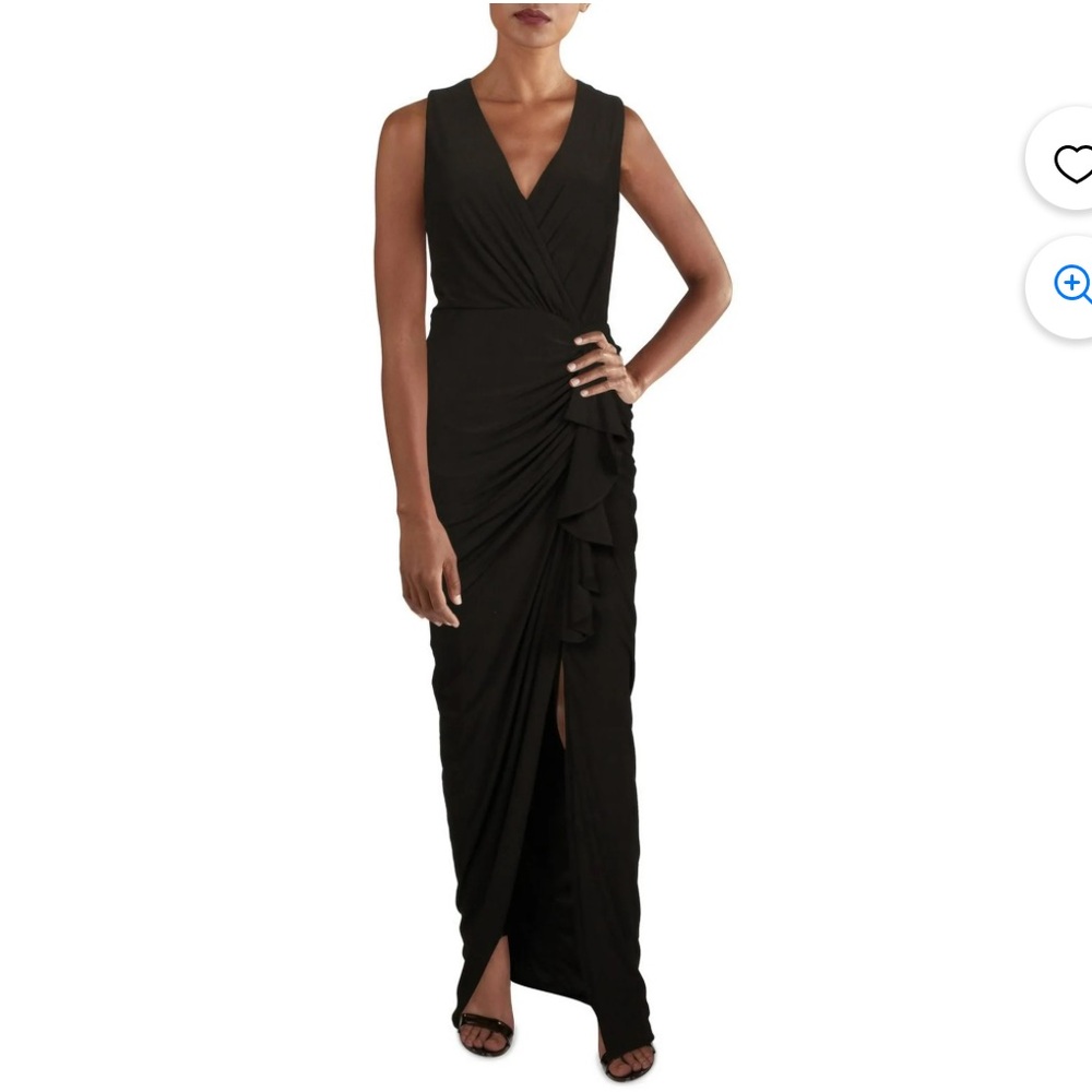Betsy & Adam Black Ruched Maxi Dress